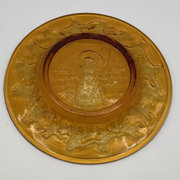 Three Indiana Glass Child’s Amber Plates Little Piggy,Bo Peep,Three Bears - Picture 9 of 9